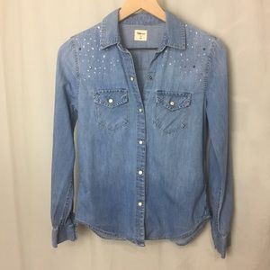 Gap 1969 Snap Front Long Sleeve Denim Shirt Sz XS